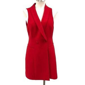 Alice + Olivia Latoya Blazer Mini Dress Perfect Ruby Red Womens 6 Sleeveless